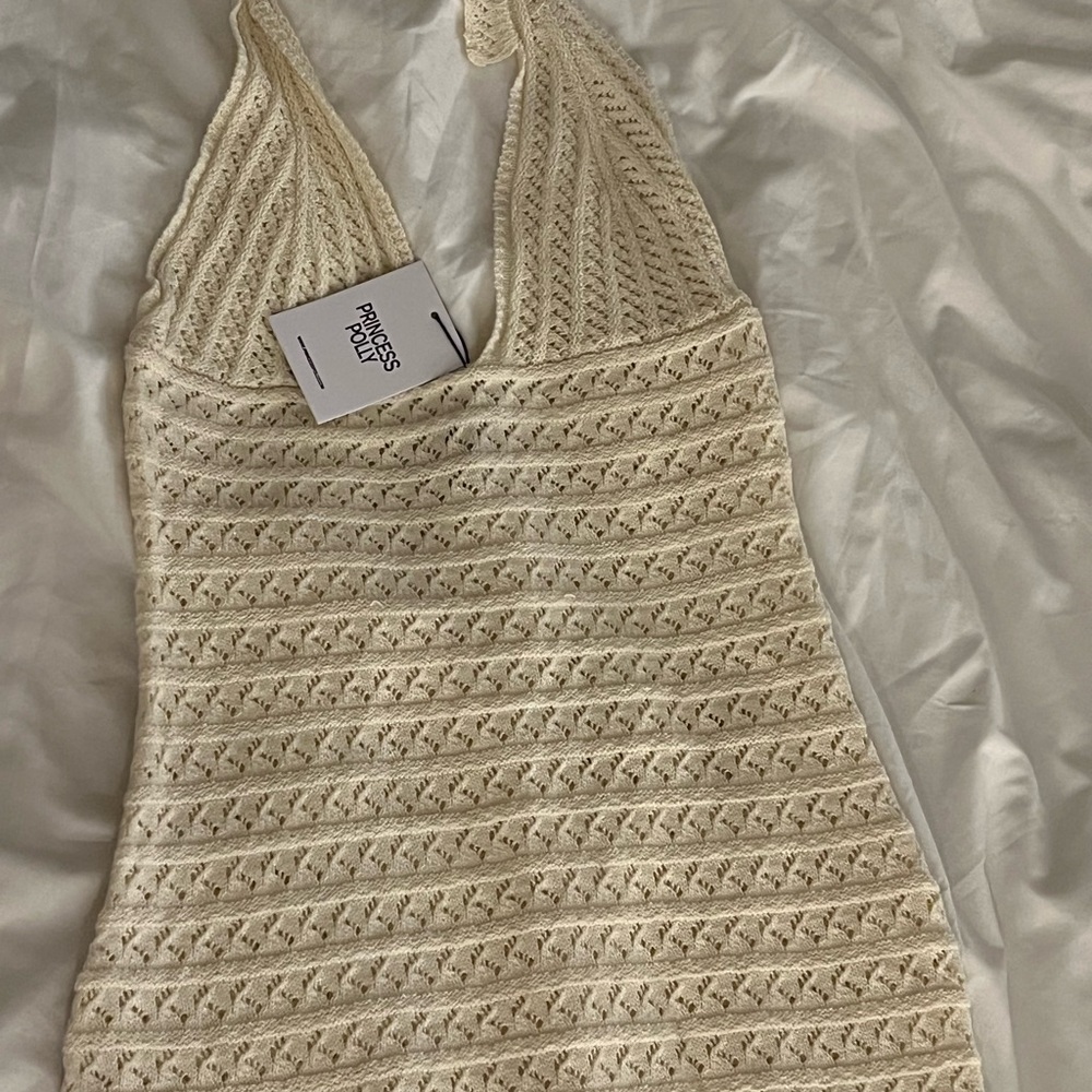 Cream Knit Halter Dress